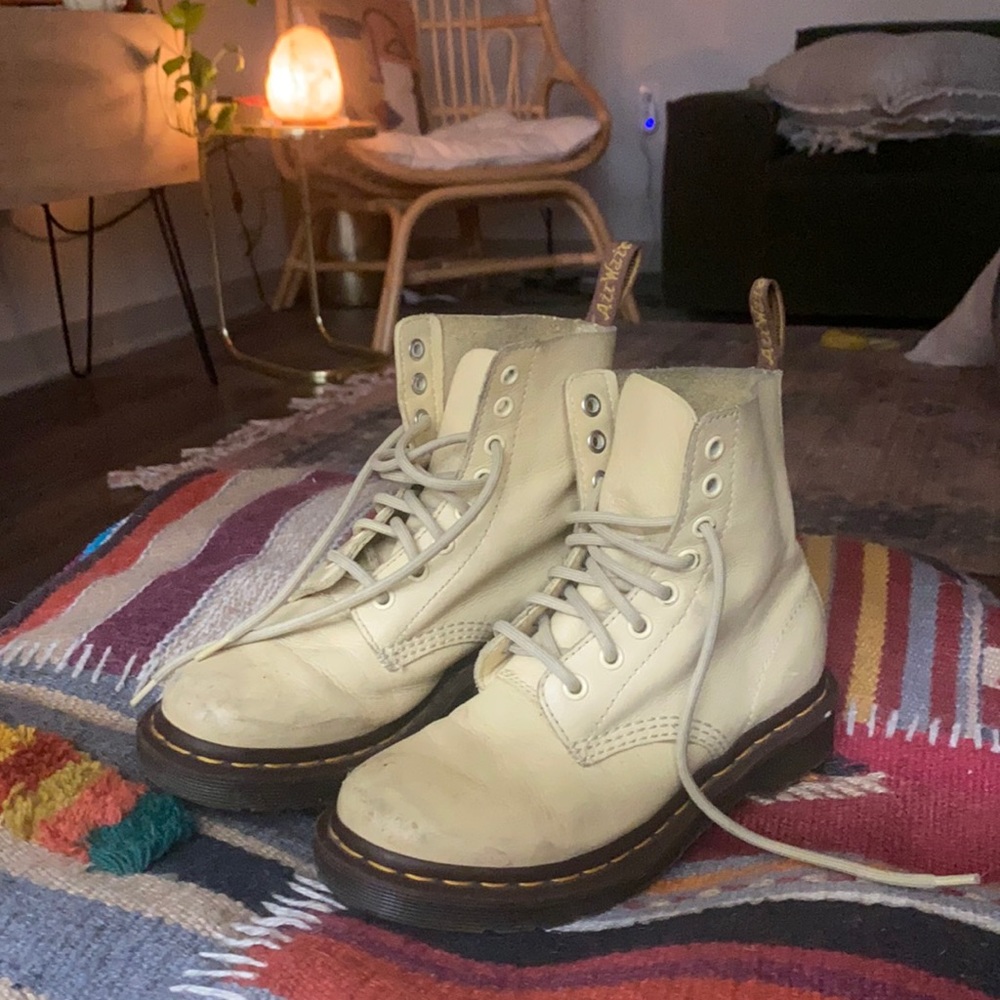 Dr. Martens boots in buttery yellow